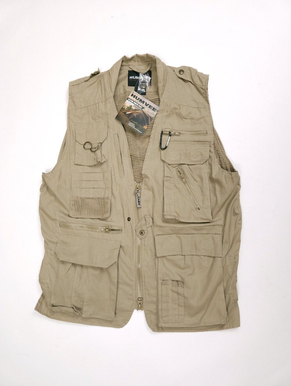 Humvee Safari Photography Fishing Hunting Khaki Outdoor Utility Vest NWT Medium